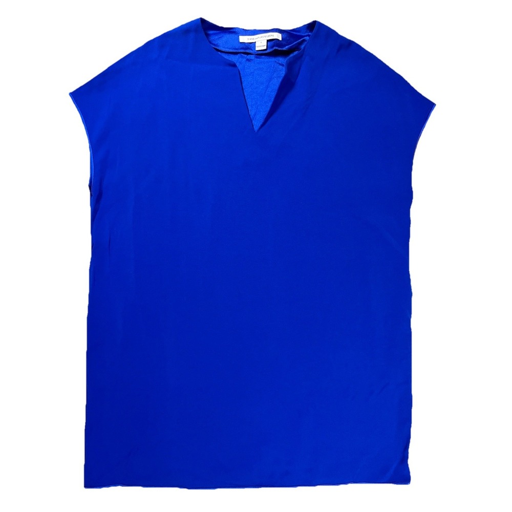 Diane Von Furstenberg Women's Kora Blue Dress Sz‎ S Sleeveless Pullover Pockets